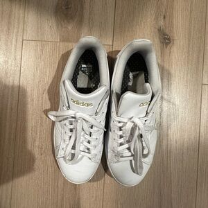 Adidas Classic White Sneakers with Gold Accents